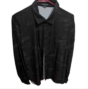 Men's Black Button-Up Dress Shirt Size Medium